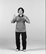 Q3A: From the previous posture, breathe in, open hands to shoulder width. If your knees feel tired, gently straighten them.